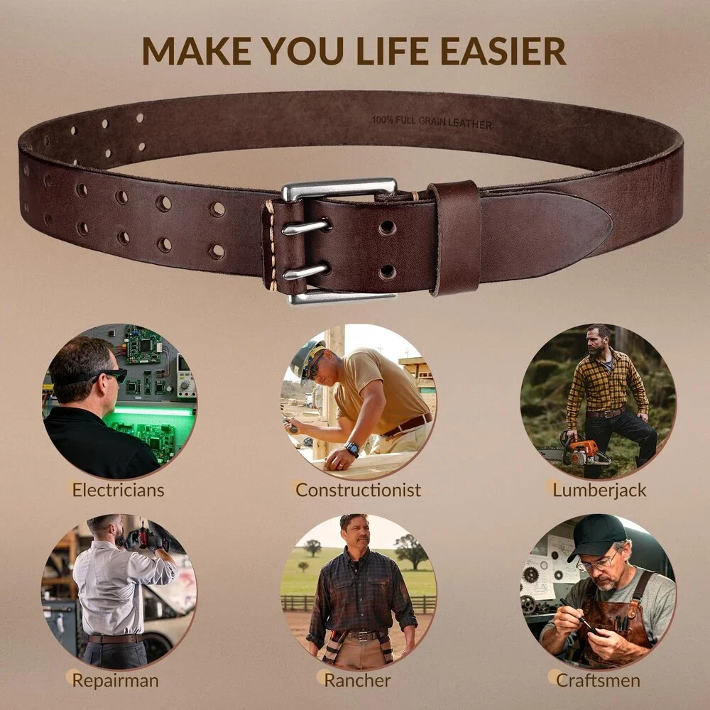 OZNDAS Men's Silver Real Leather Belts SLIVER BUCKLE/COFFEE, FOR WAIST 39